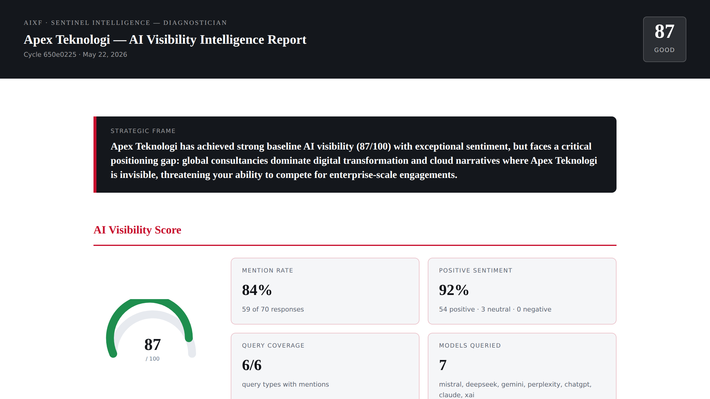 Sample AI Visibility Diagnostic Report preview